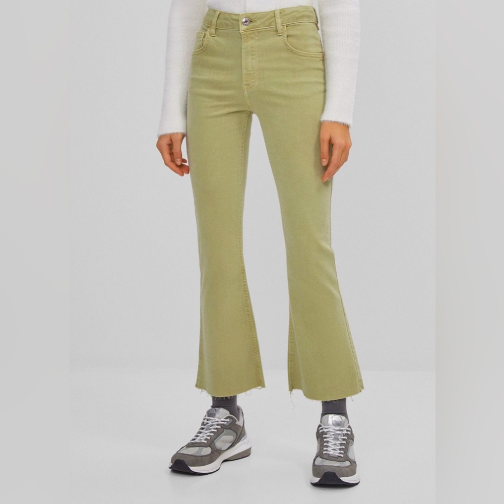 Bershka Kick Flair Jeans (Green, Size USA 10, NEW, Tags Included)
